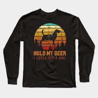 Holding My Beer I Gotta Pet This Beagle Long Sleeve T-Shirt